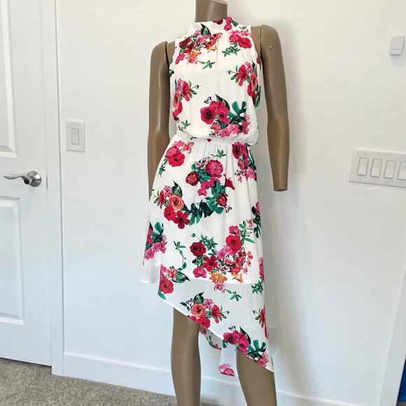 Express XL halter assymetrical sleeveless floral dress D3 2861 - Picture 8 of 10